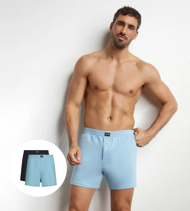 2er-Pack Boxershorts für Männer aus Baumwolle in Schwarz und Blau Dim