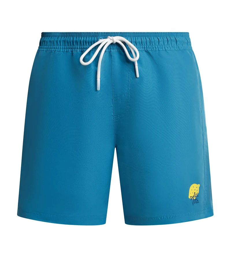 Boxershorts für Männer in Blau mit Zitronenmuster von Dim Swimwear