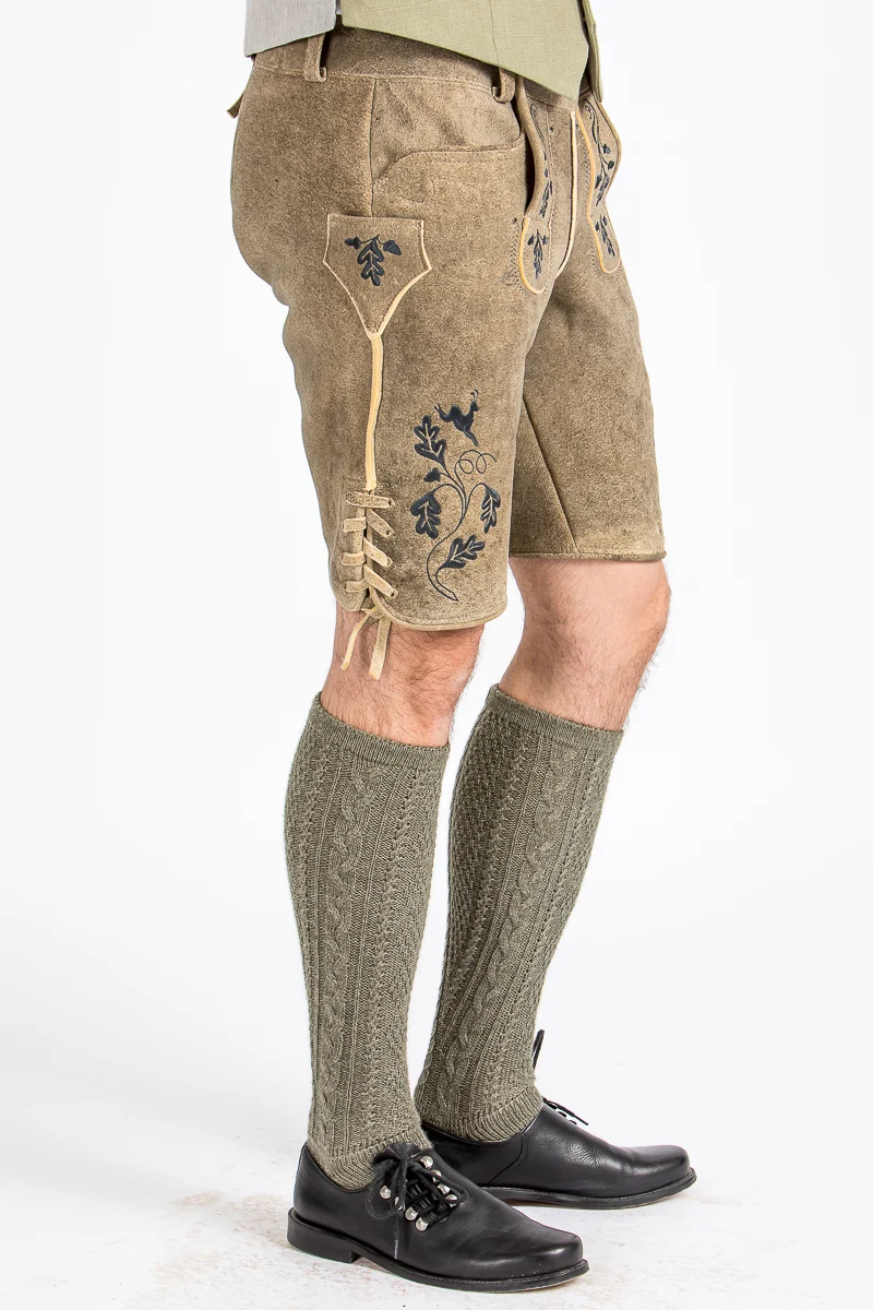 Kurze Meindl Hirschlederhose Teisenberg Old Grey