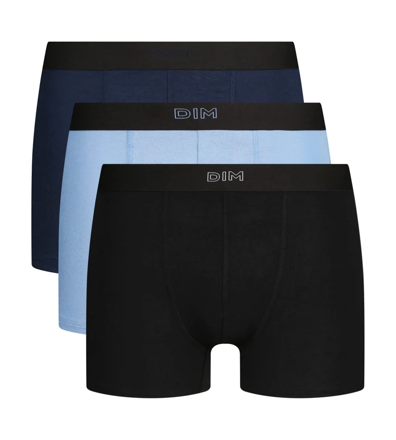 3er-Pack Boxershorts für Herren aus Baumwolle in Schwarz und Blau Pur Confort