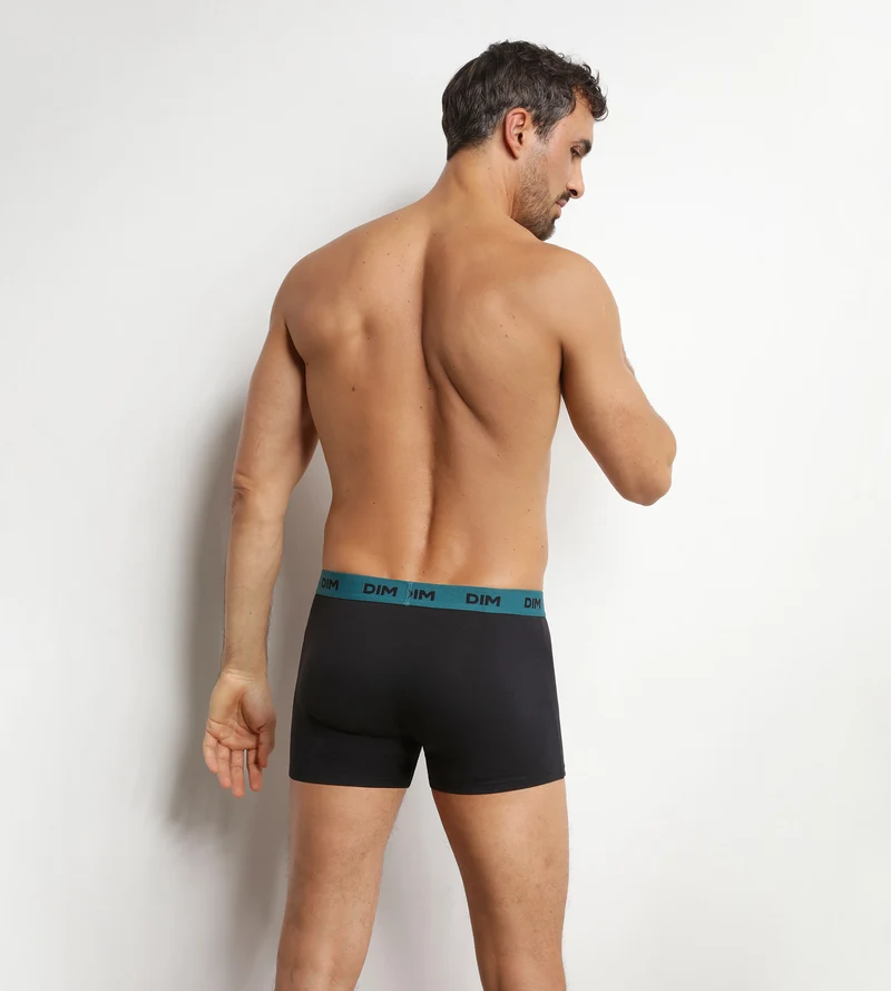 3er-Pack schwarze Boxershorts für Herren mit farbigem Gürtel Forêt Mix & Colors