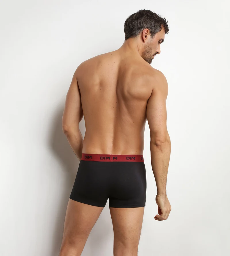 3er-Pack schwarze Boxershorts für Herren mit farbigem Flamme-Bund Mix & Colors