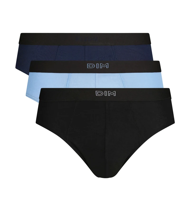 3er-Pack Herren-Slips aus Baumwolle Schwarz Blau Pur Confort