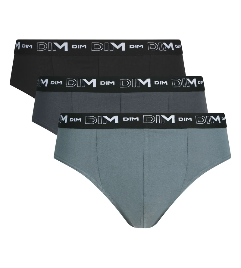 3er-Pack Herren-Slips Schwarz Grau Dim Stretch-Baumwolle