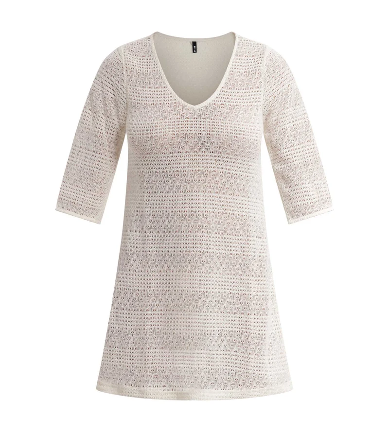 Strandkleid für Damen aus ecrufarbenem Dim-Strick