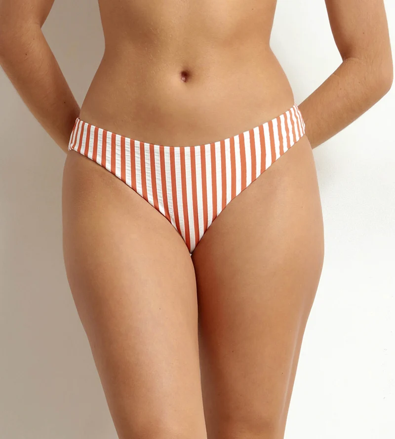 Badehose Midi für Damen Orange gestreift Dim Swimwear