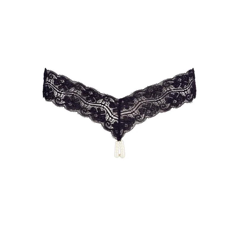 Damen String aus floraler Spitze mit doppelter Perlenkette, S-XL "Salinde"