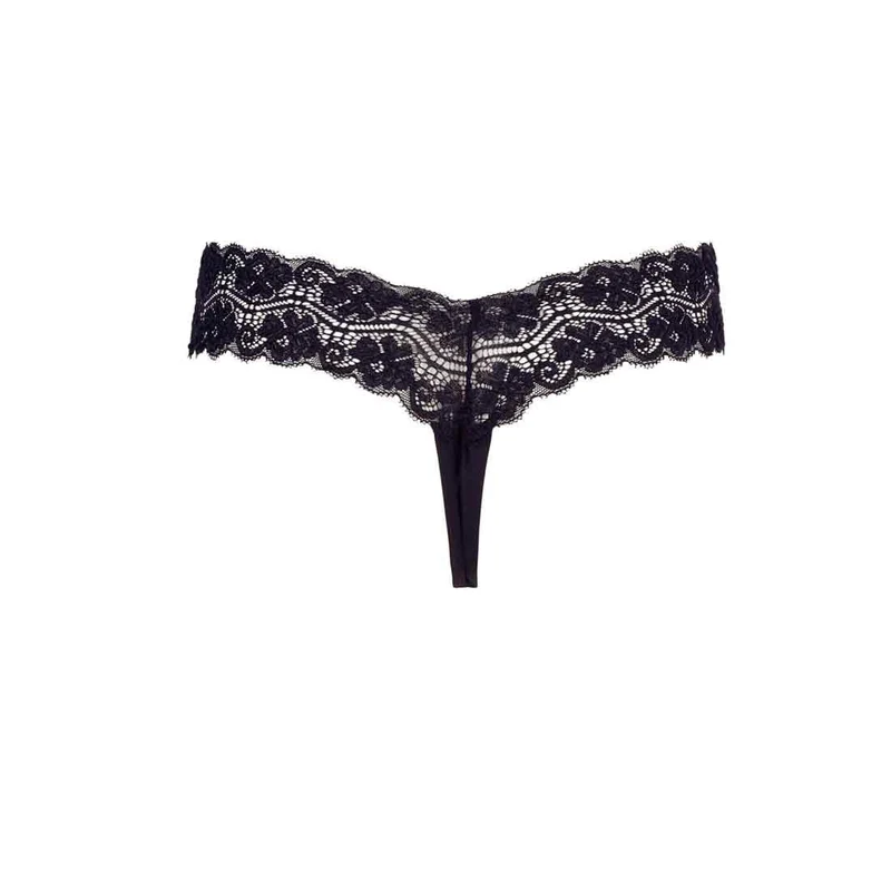 Damen String aus floraler Spitze mit doppelter Perlenkette, S-XL "Salinde"