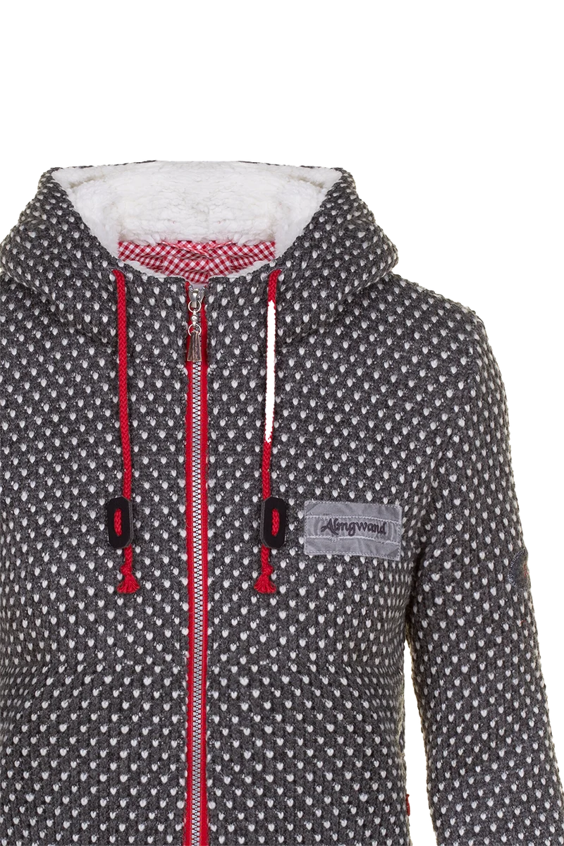 Kuschelige Damen Outdoor-Strickjacke mit Muster - anthra beige