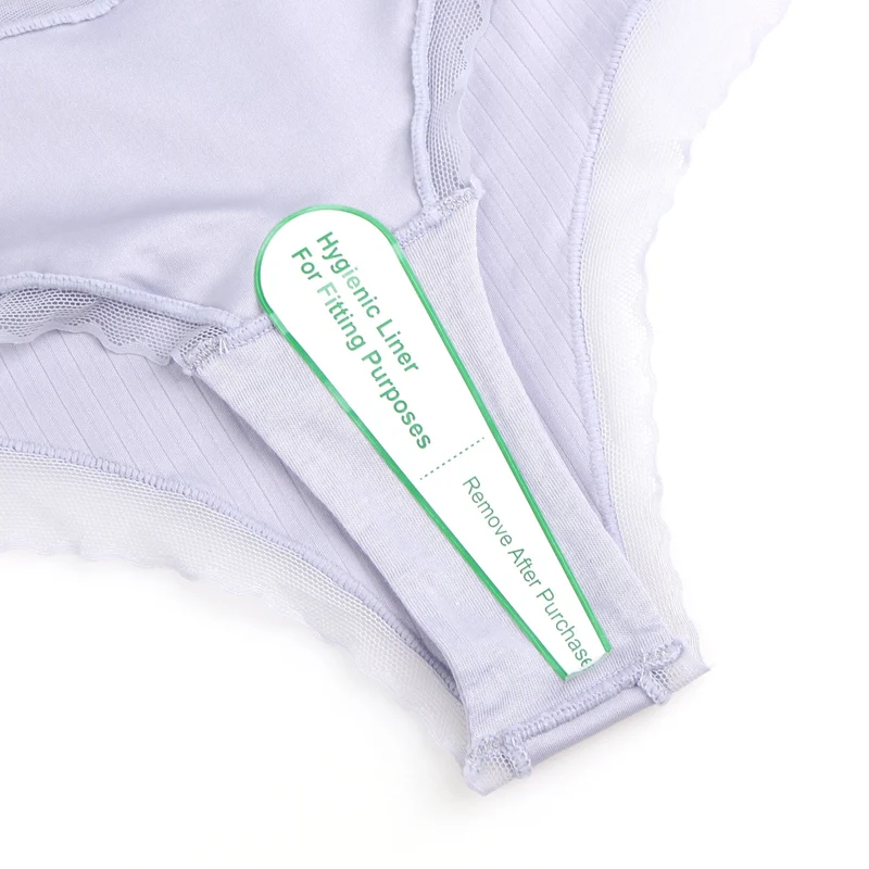 Lila gestreifter Slip mit Mesh-Vorderseite und 3D-Schleife