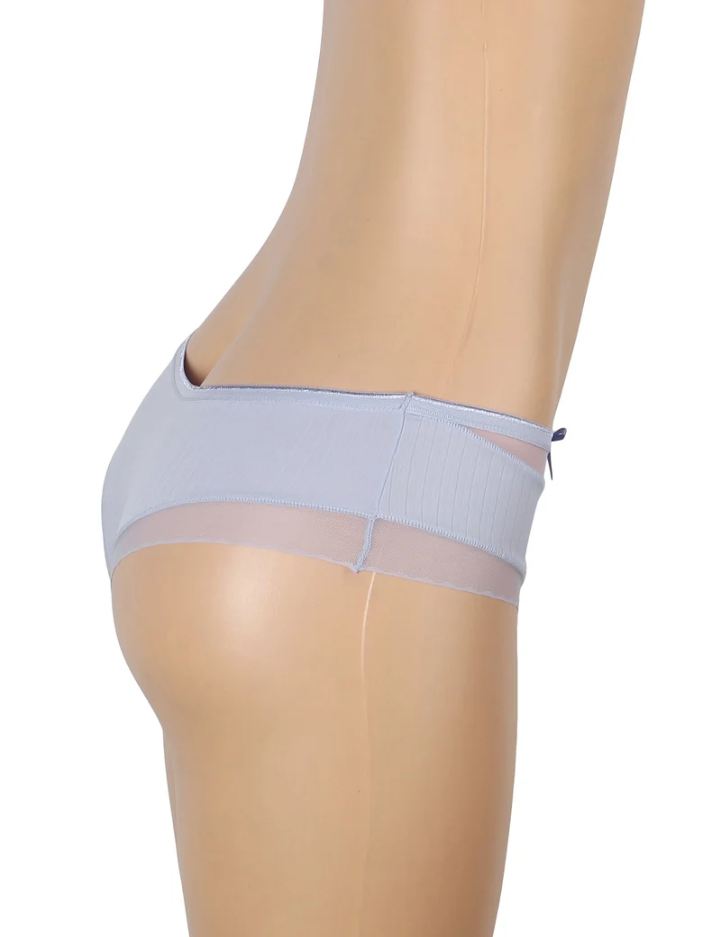 Lila gestreifter Slip mit Mesh-Vorderseite und 3D-Schleife