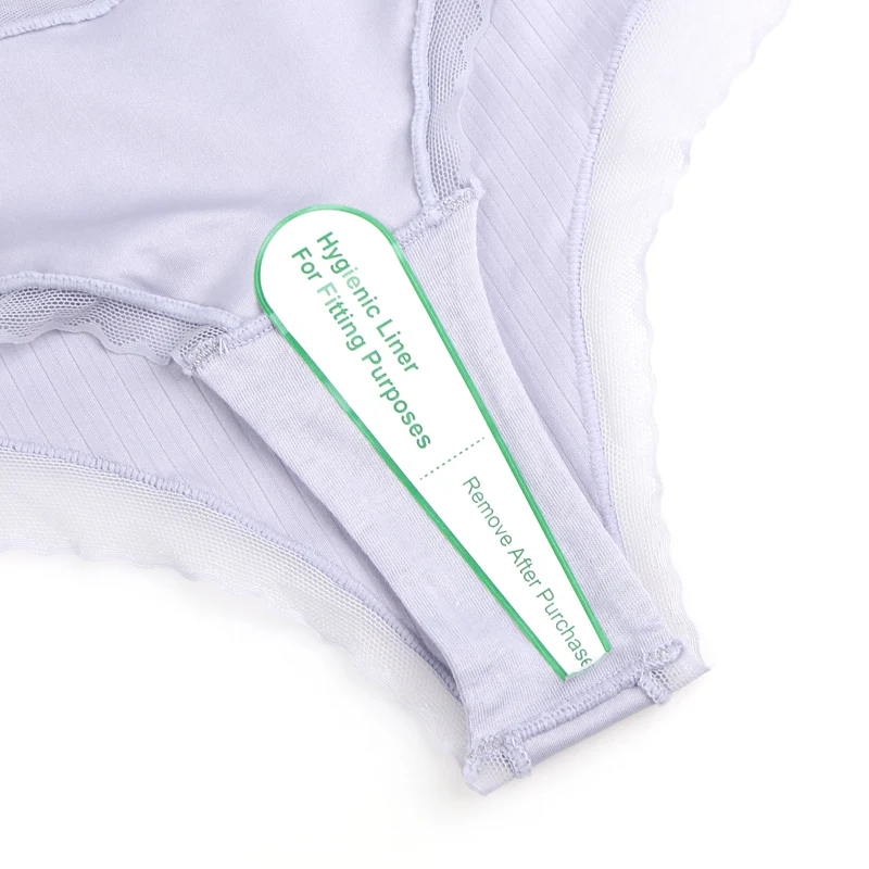 Lila gestreifter Slip mit Mesh-Vorderseite und 3D-Schleife