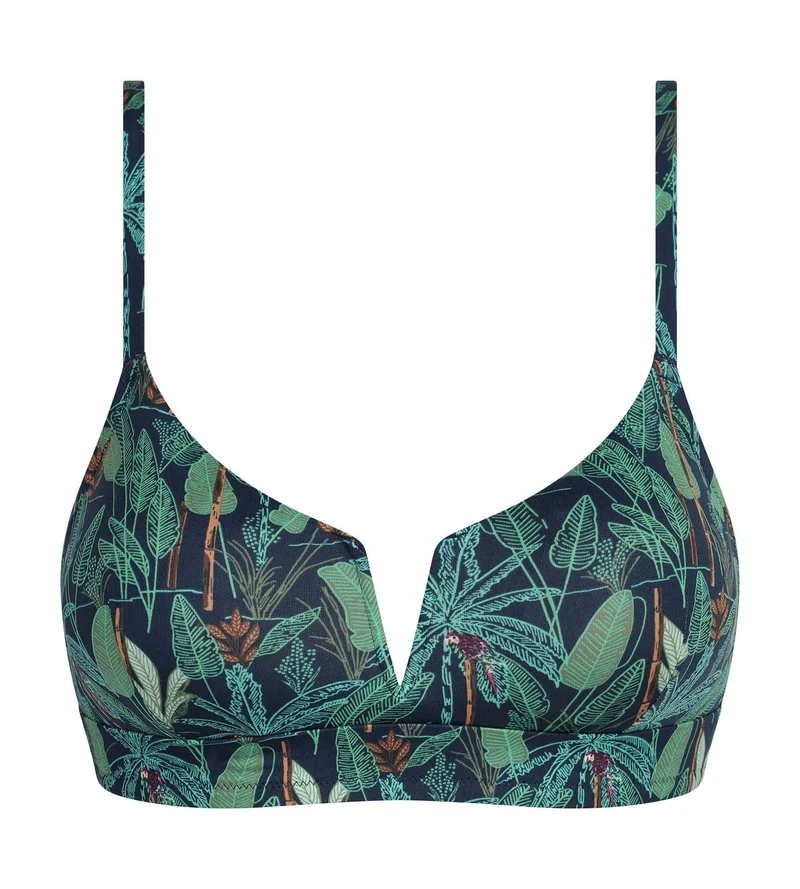 Bandeau-Bikini-Oberteil ohne Bügel mit tropischem Muster von Dim Swimwear
