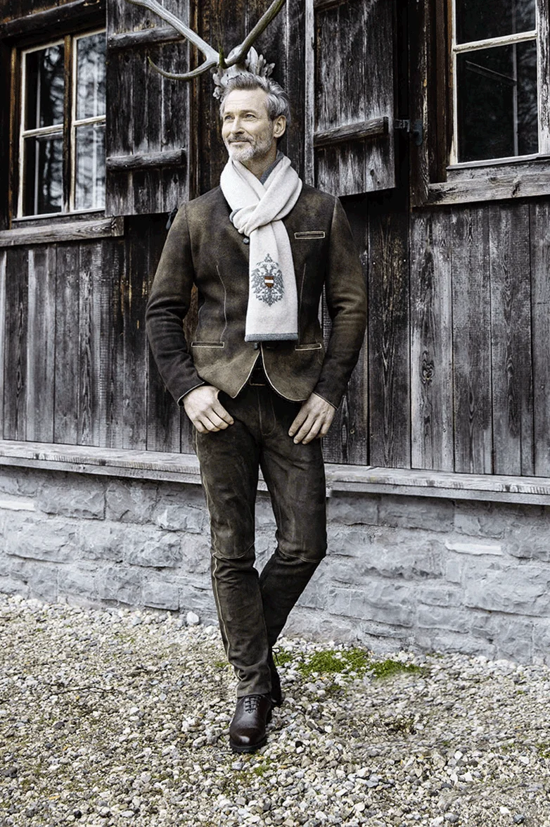 Hirschlederjacke mit Lammfellfutter