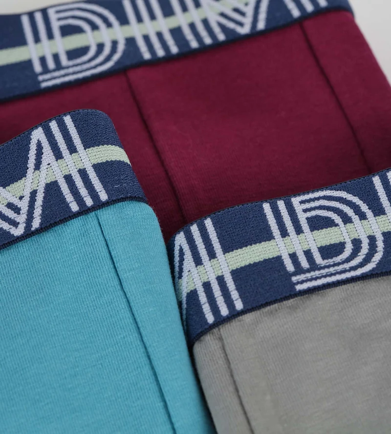 3er-Pack Boxershorts für Jungen aus Stretch-Baumwolle mit kontrastierendem Bund Carmin EcoDim