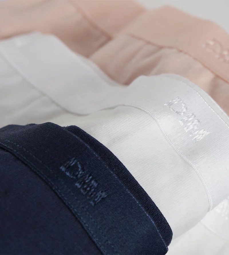 3er-Pack Slips für Mädchen aus Stretch-Baumwolle in Rosa, Blau und Weiß Les Pockets