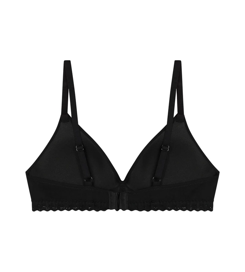 Mädchen-BH ohne Bügel aus Mikrofaser und Spitze Schwarz Daily