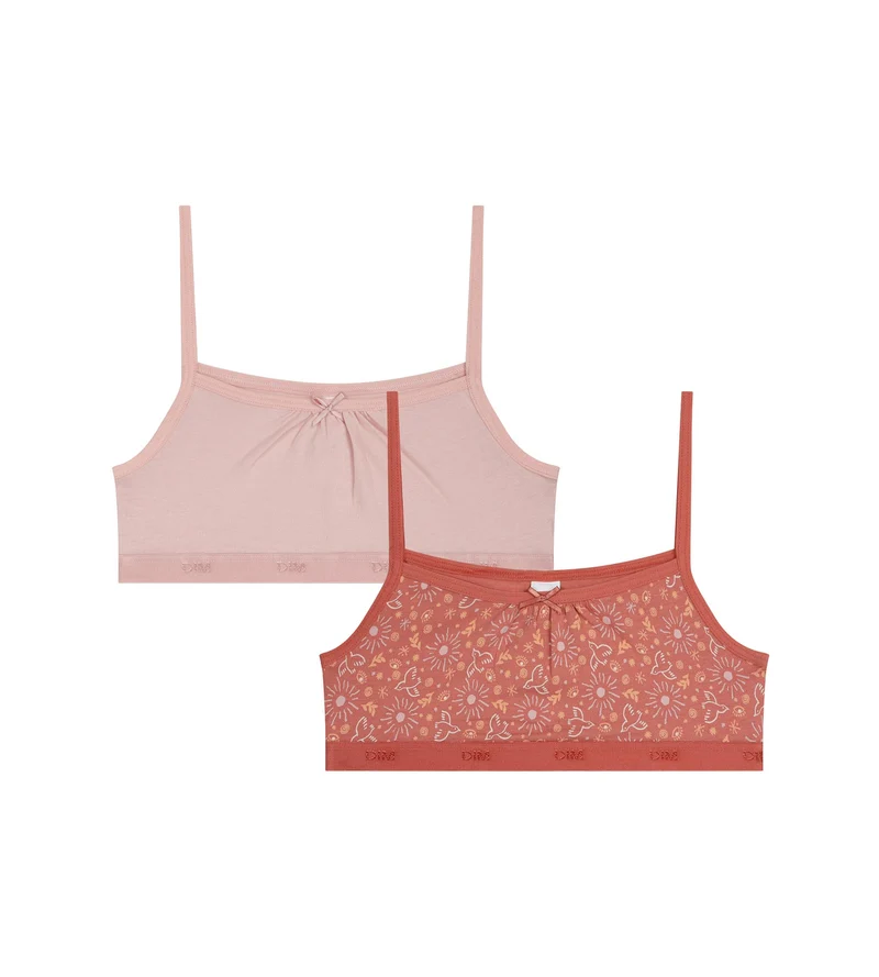 2er-Pack Mädchen-BHs aus Stretch-Baumwolle Rose Ocre Les Pockets