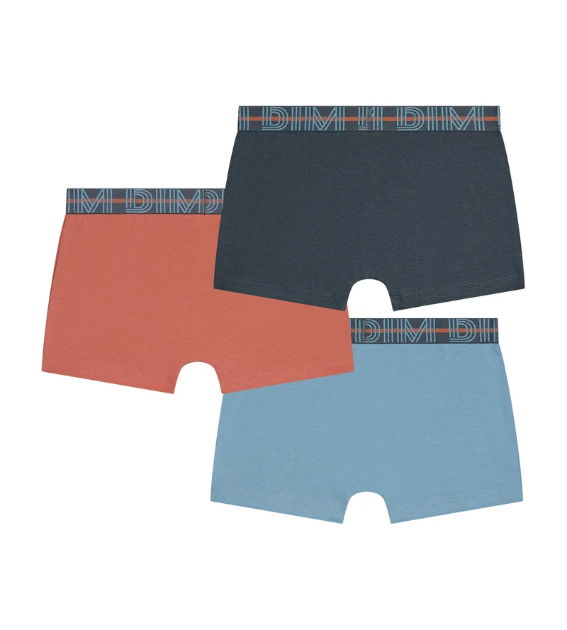 3er-Pack Boxershorts für Jungs in Blau, Apricot und Grau aus Stretch-Baumwolle für Kinder