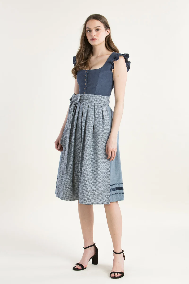 Alpenherz Flügelarm-Dirndl Nila blau