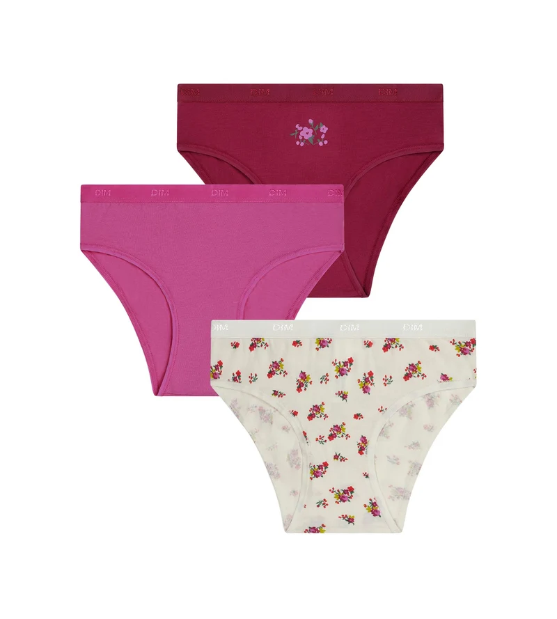 3er-Pack Mädchen-Slips aus Stretch-Baumwolle Liberty Violet Les Pockets