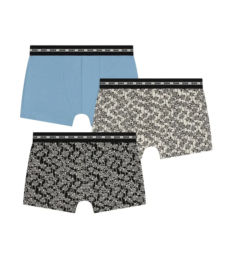 3er-Pack Boxershorts für Kinder mit Palmenmotiv Dim Coton Stretch