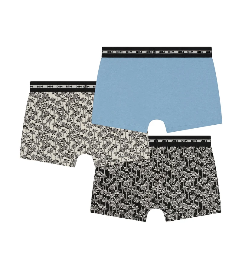 3er-Pack Boxershorts für Kinder mit Palmenmotiv Dim Coton Stretch