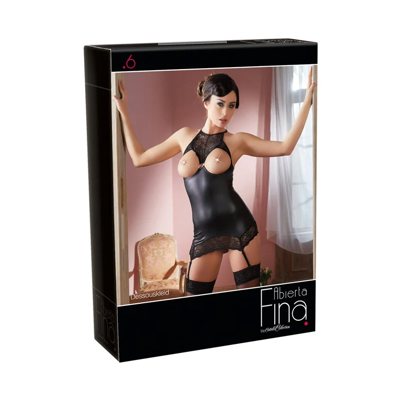 Straps-Kleid S-XL im Mattlook mit schwarzer Spitze "Lynn"