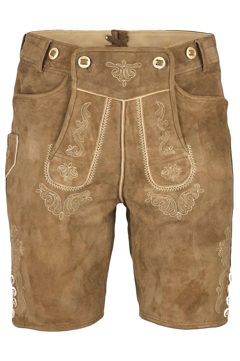 Lederhosenset kurz mit Träger hellbraun