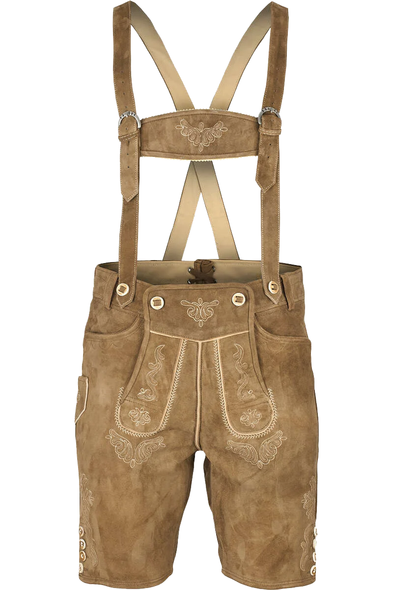Lederhosenset kurz mit Träger hellbraun