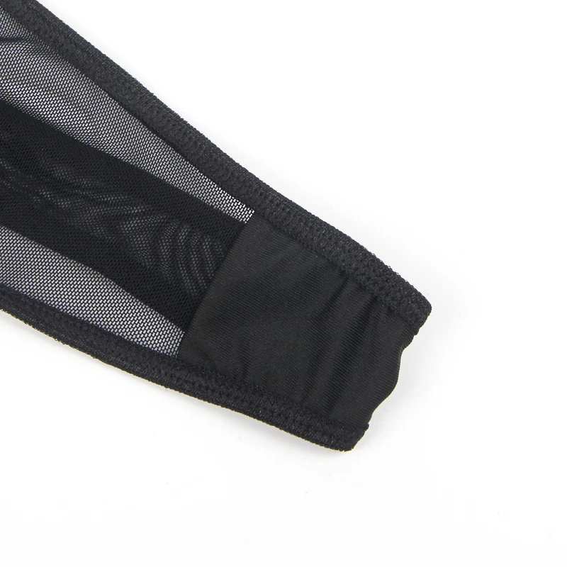 Schwarzes Dessous-Set aus Mesh mit Strasssteinen – Bügel- und Stäbchenformer