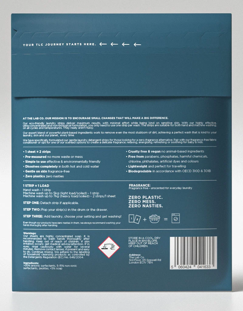The Lab Co Laundry Strips 32 Pack Fragrance Free