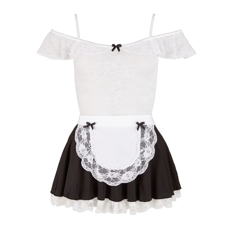 Damen Kostüm Service Kleid S-XL aus weißer Spitze "Nilla"