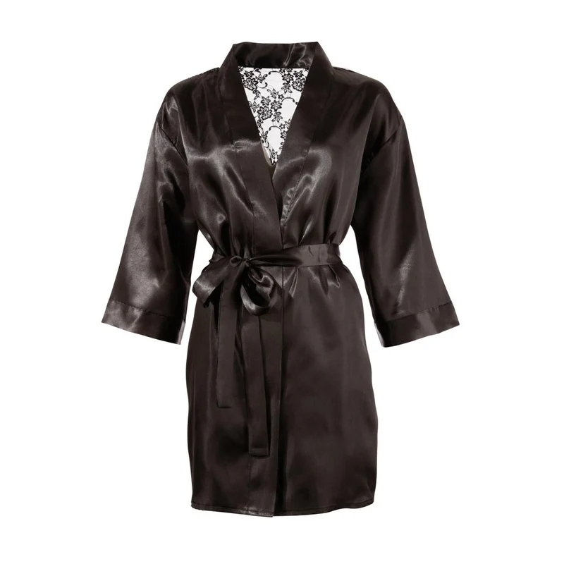 Damen Satin Kimono S-XL im Rücken aus Spitze "Serina"