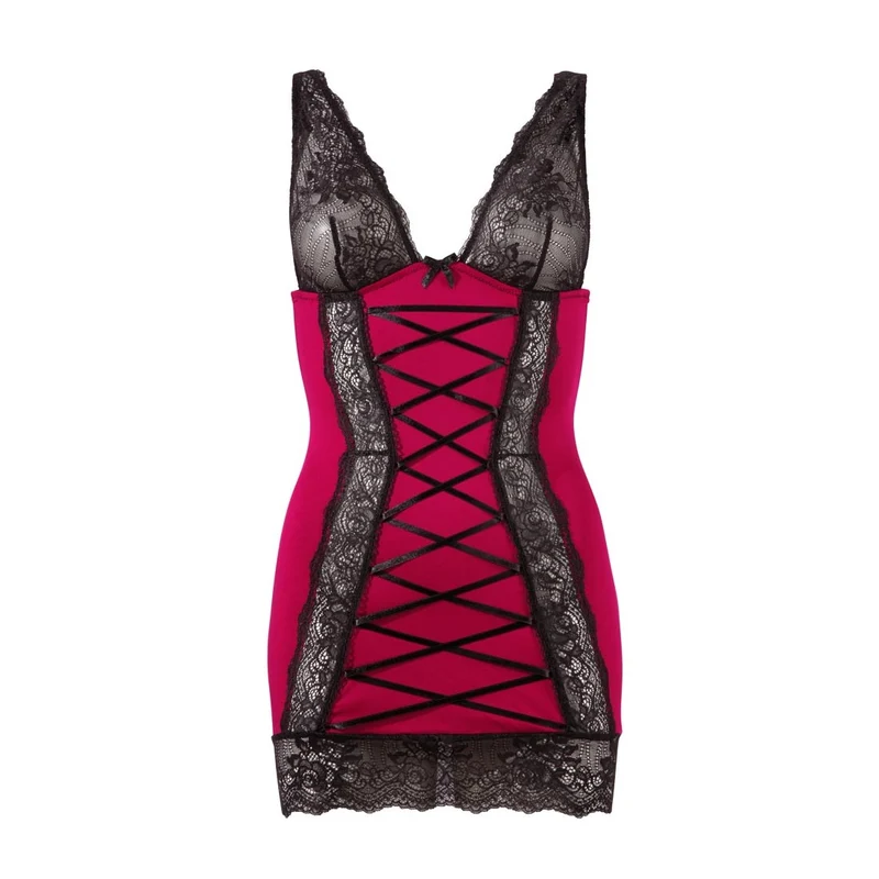 Dessous Kleid Rot S-XL Cups aus schwarzer Spitze "Bea"