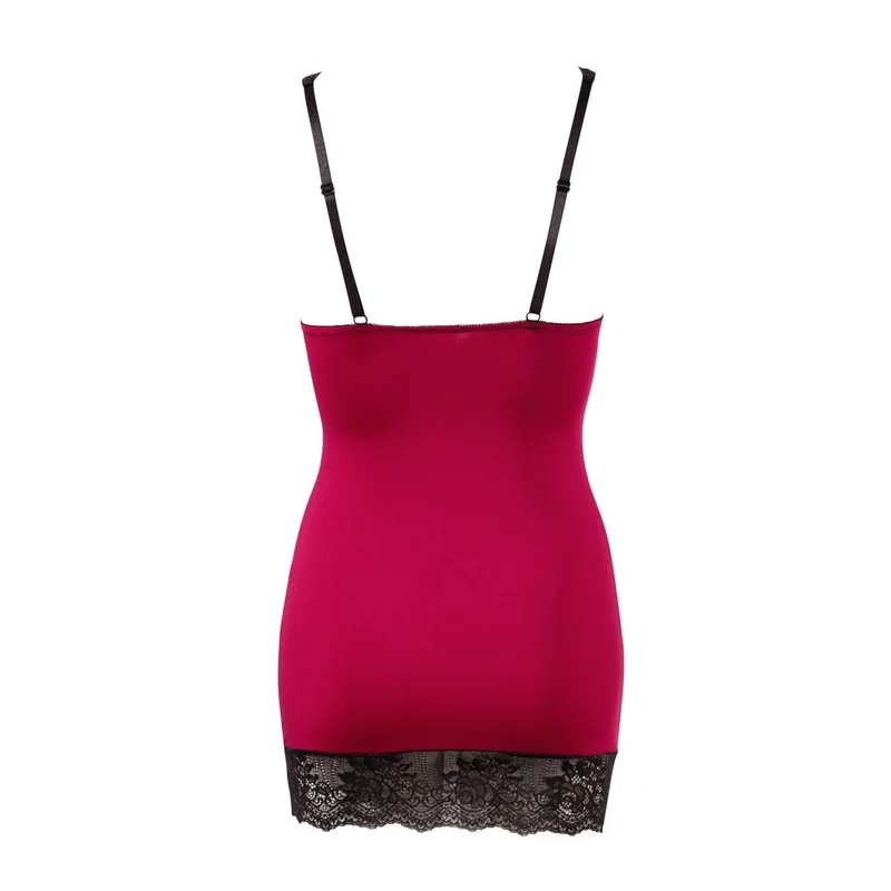 Dessous Kleid Rot S-XL Cups aus schwarzer Spitze "Bea"