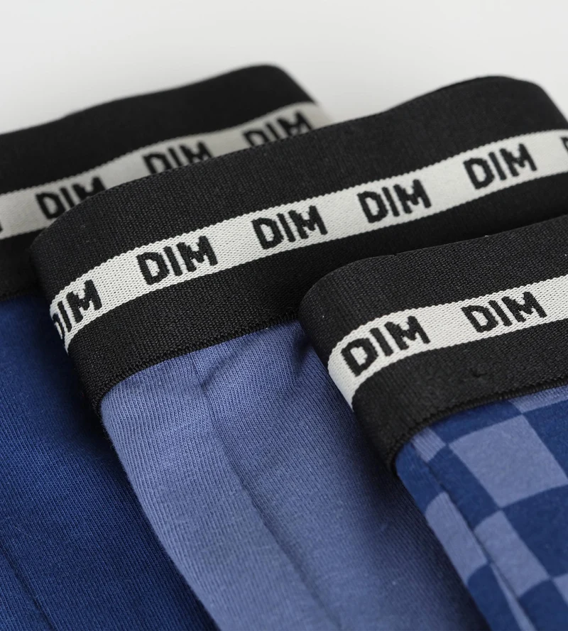 3er-Pack Boxershorts für Kinder Damier Bleu Dim Coton Stretch
