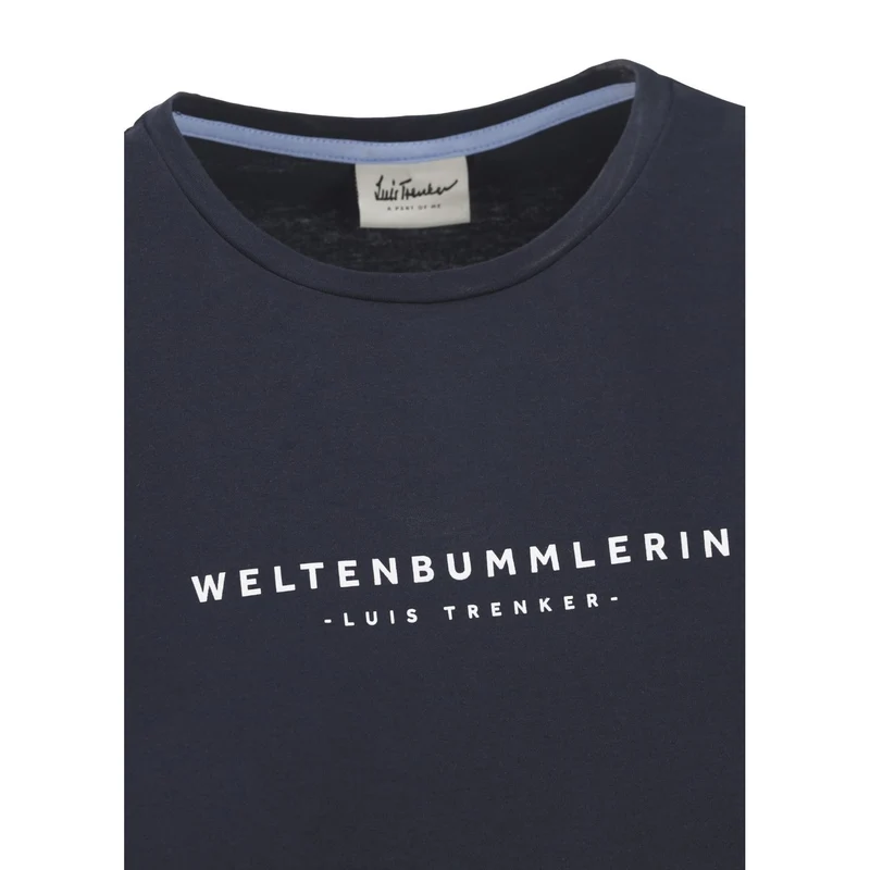 T-Shirt Weltenbummlerin in dunkelblau