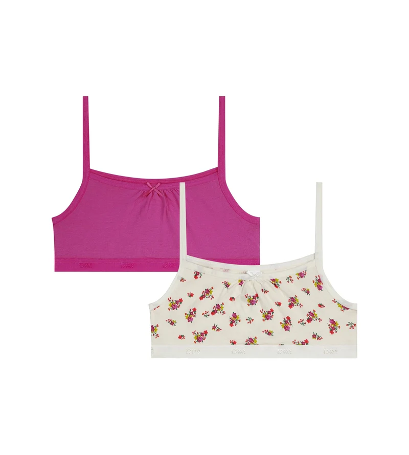 2er-Set Mädchen-BHs aus Stretch-Baumwolle in Rosa Ocker Les Pockets