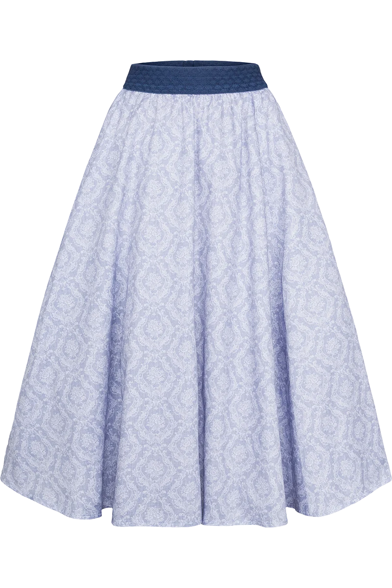 Baumwoll-Trachtenrock gemustert 79cm - blau