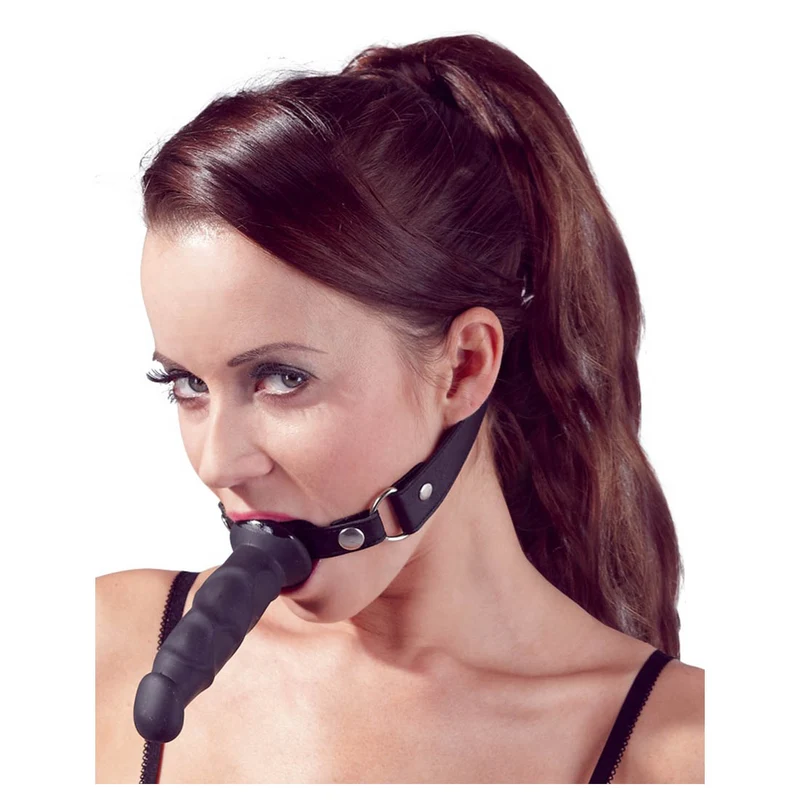 Leder-Imitat Knebel mit Dildo