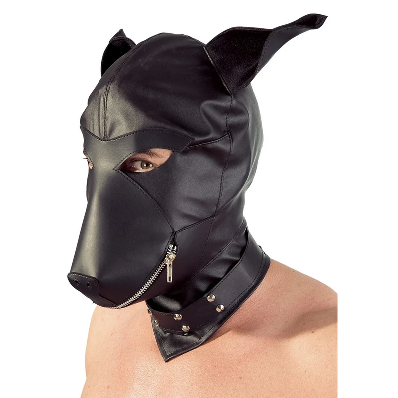 Lederimitat Dog Mask S-L mit Reißverschluss