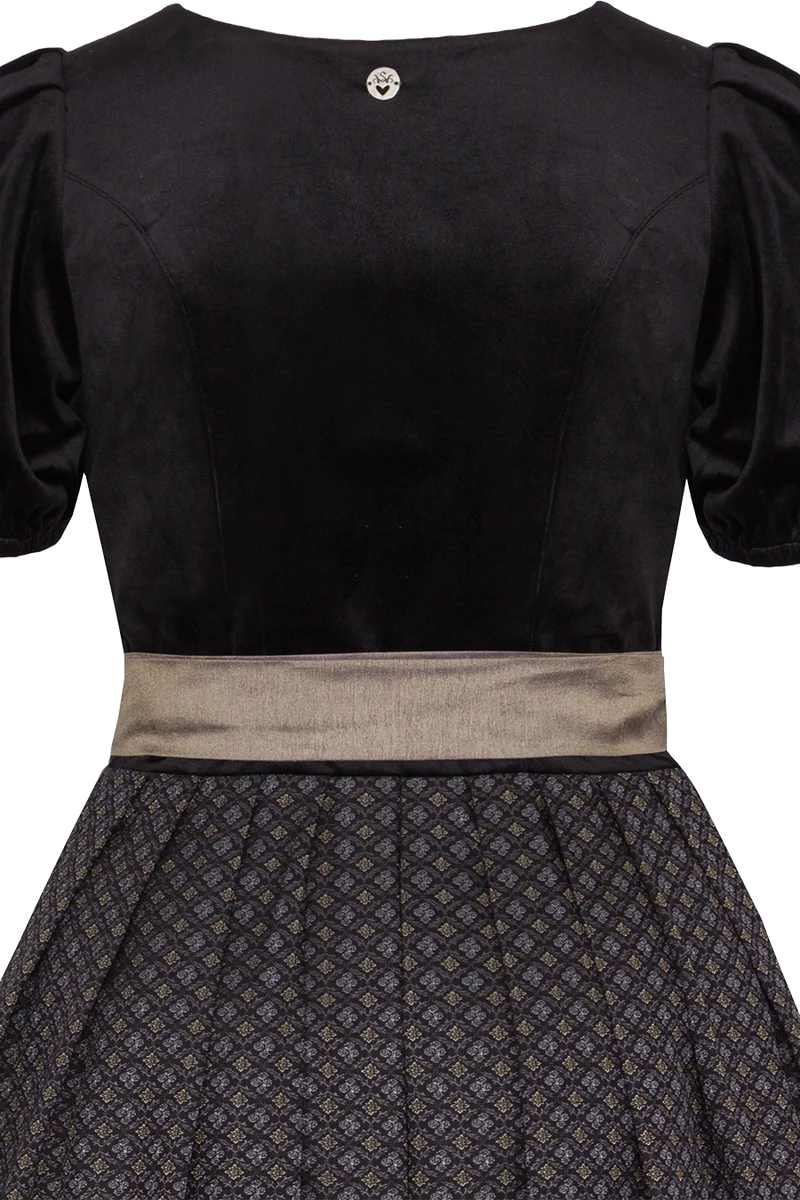 Midi-Dirndl mit Samtmieder und Puffärmeln