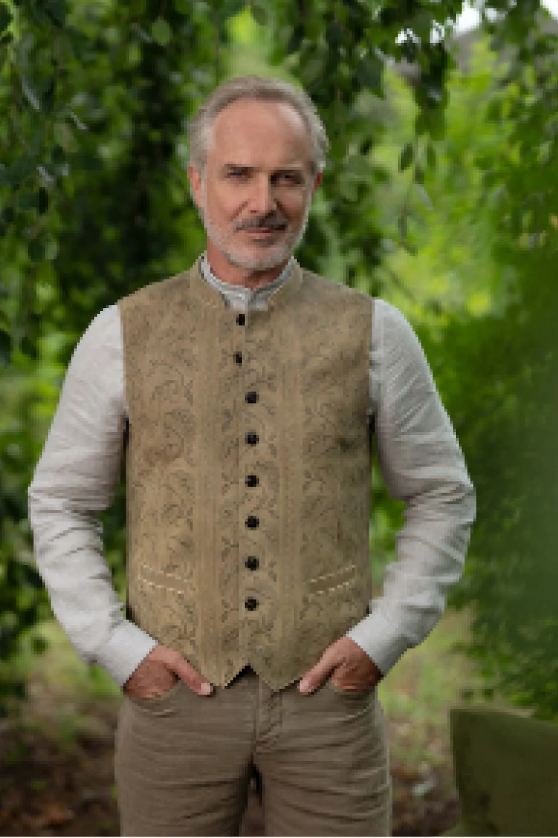Gilet aus Leder mit Handdruck