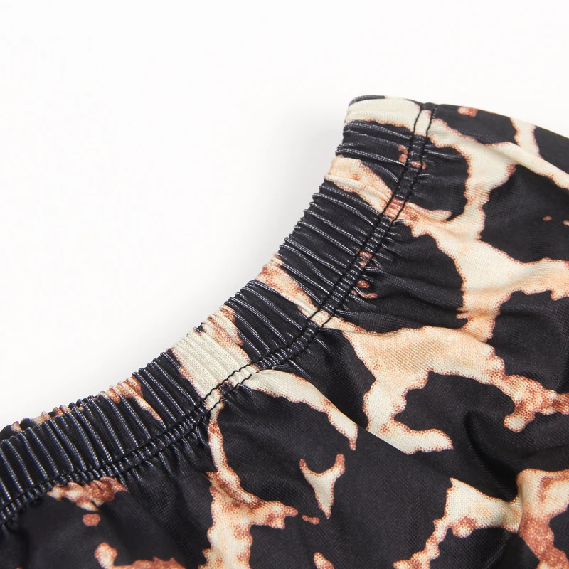 Pyjama-Set aus Leopardenmuster-Top und Shorts aus Milchseide