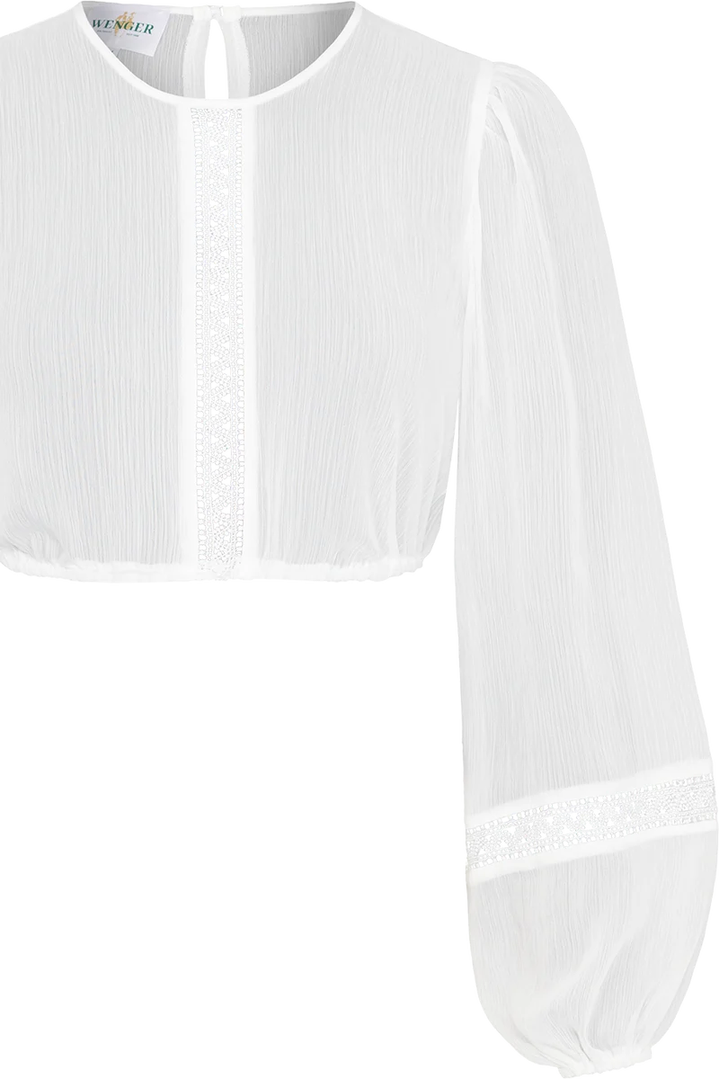Dirndlbluse hochgeschlossen mit Spitzeneinsatz