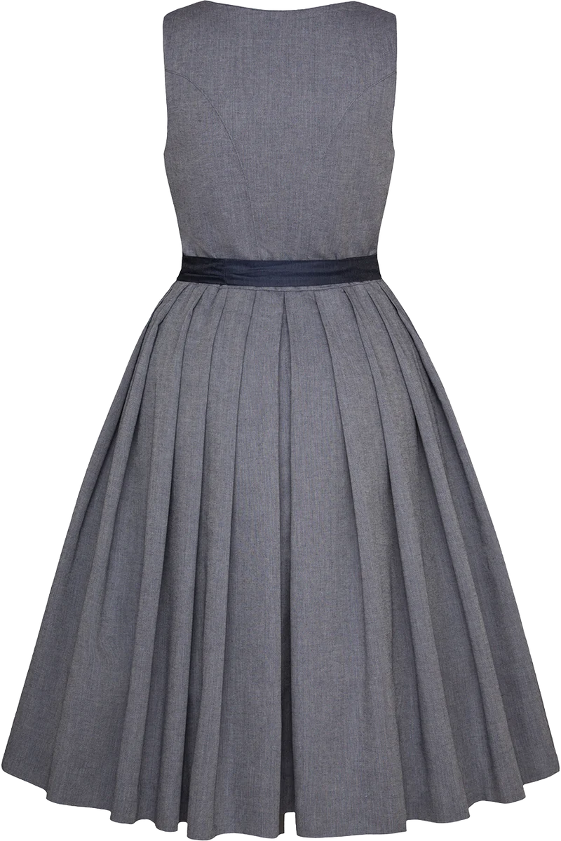 Midi-Dirndl mit eckigem Ausschnitt und Knöpfen