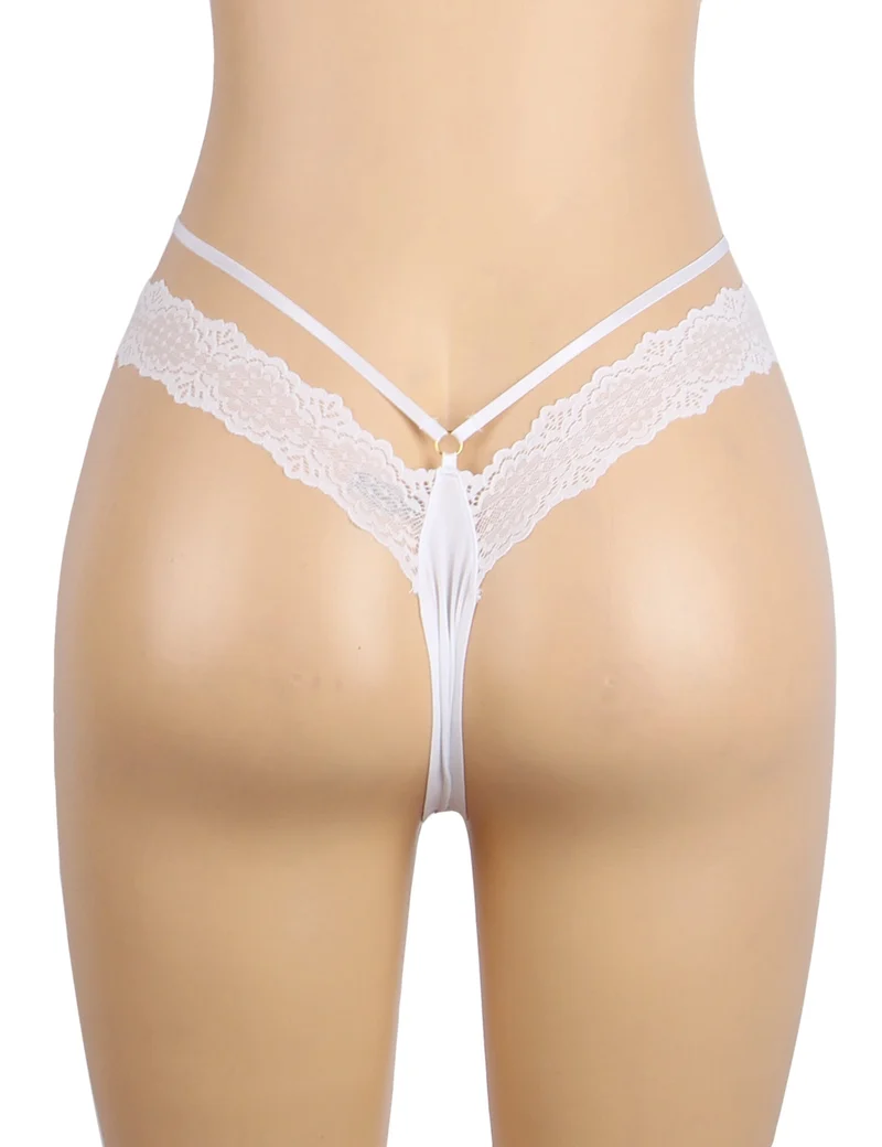 Weißer, nahtloser Slip aus Nylon-Bademodenstoff mit Zierring, Baumwollpolsterung und geklebtem Saum