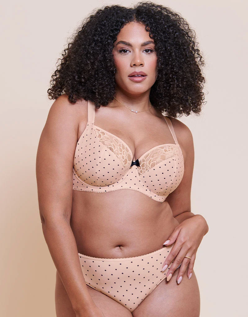 Curvy Kate Spellbound Printed Balcony Bra Cream Polka Dot Print