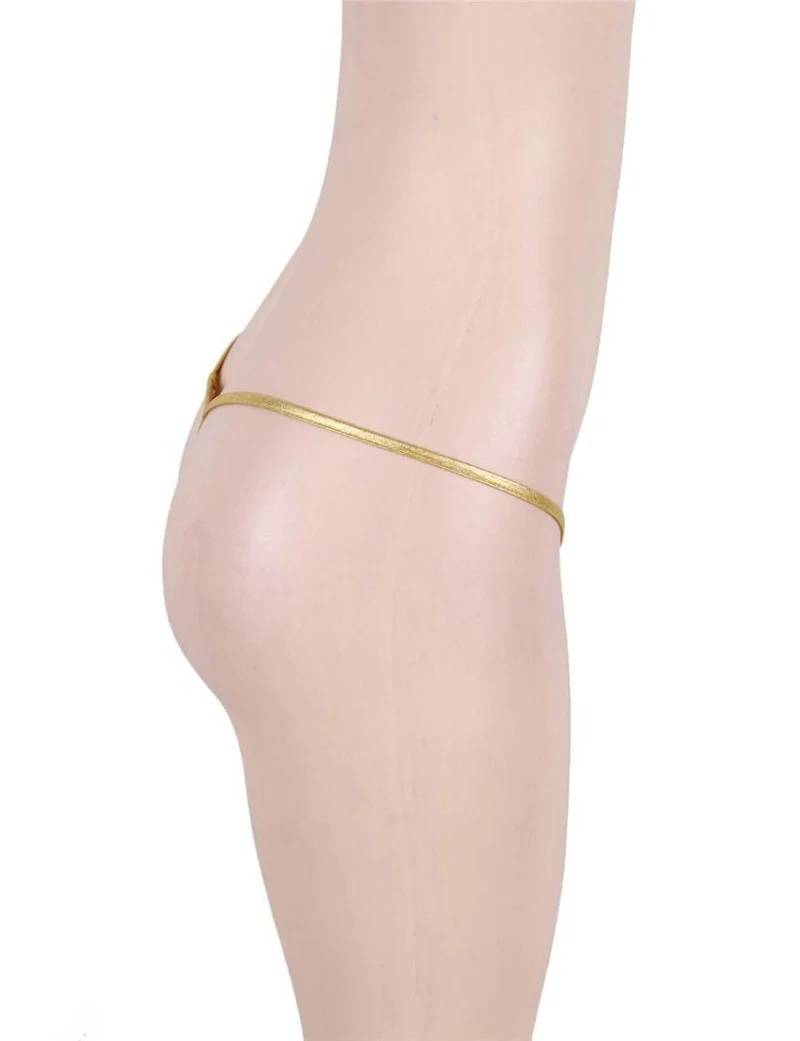 Goldener G-String aus Kunstleder mit glänzender Oberfläche